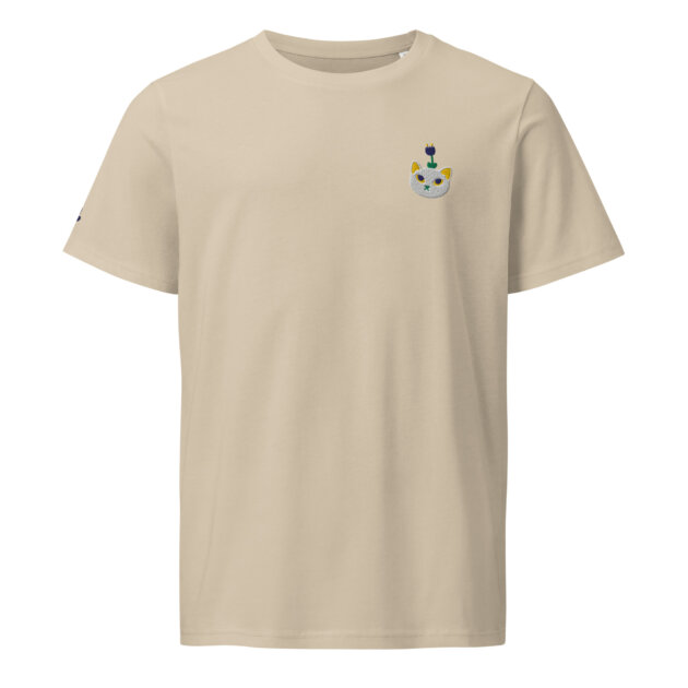 T-shirt Brodé Chat-fleur blanc