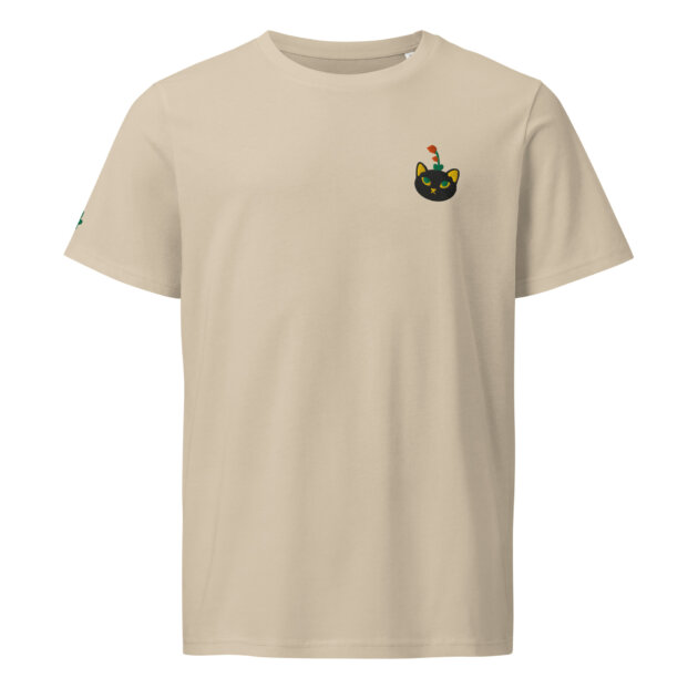 T-shirt Brodé Chat-fleur noir