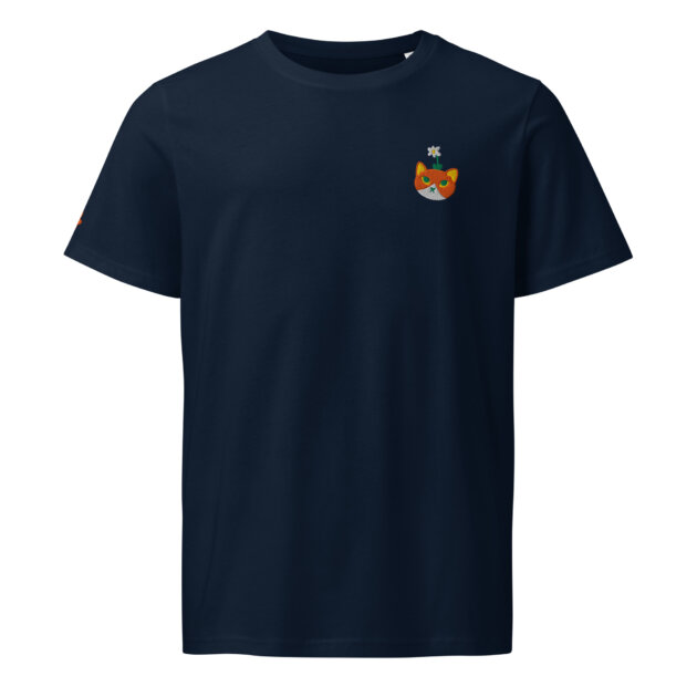 T-shirt Brodé Chat-fleur roux