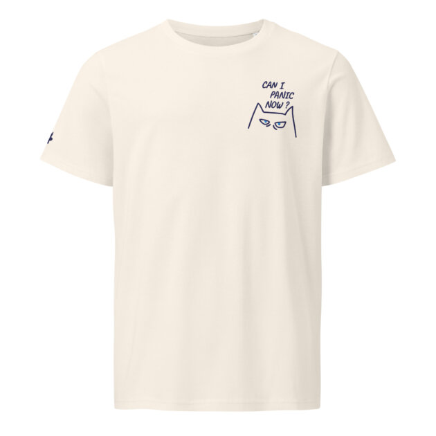 T-shirt Brodé Panic Cat Bleu