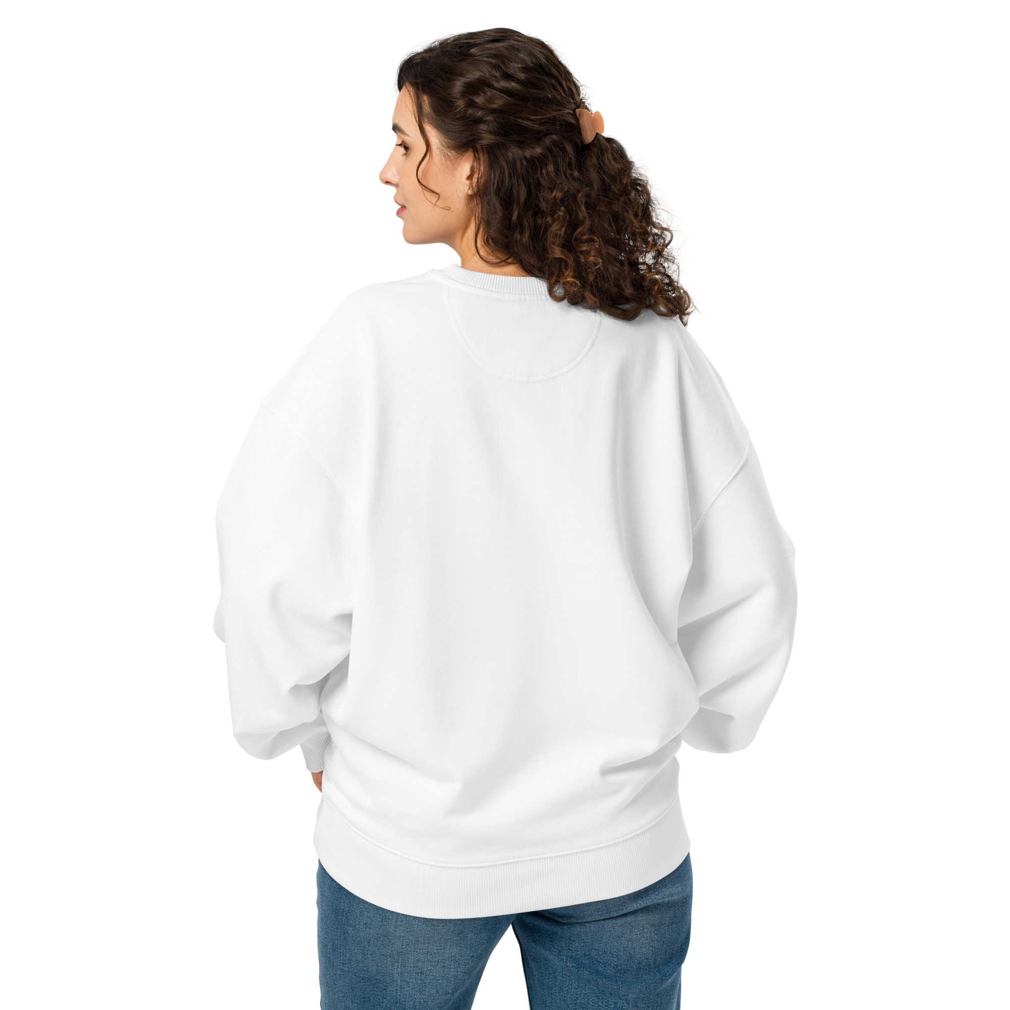 Sweat oversize Brodé Panic Cat Bleu – Image 7