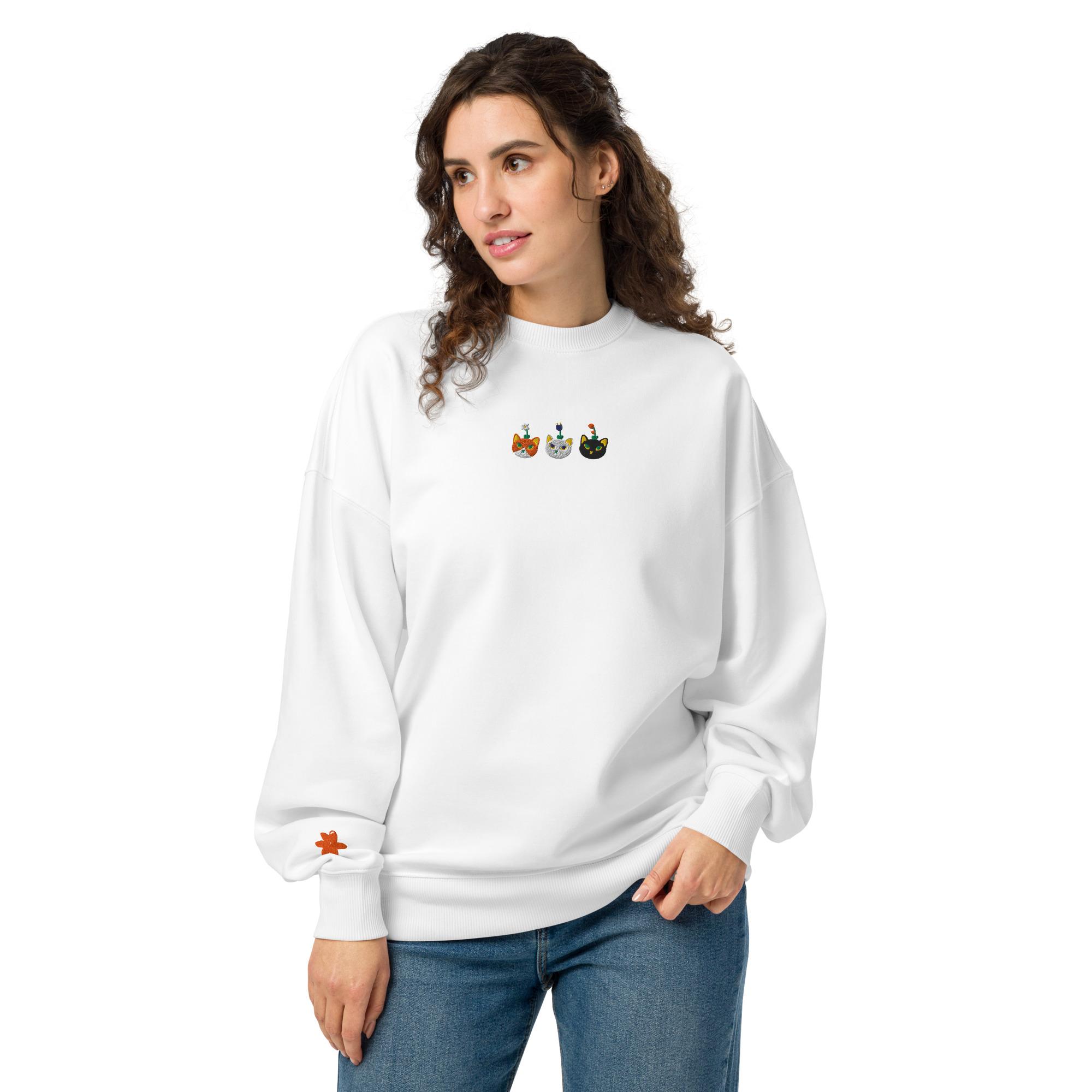 Sweat oversize Brodé Chat-fleur – Image 6