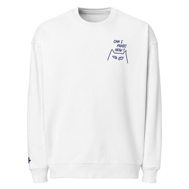Sweat oversize Brodé Panic Cat Bleu