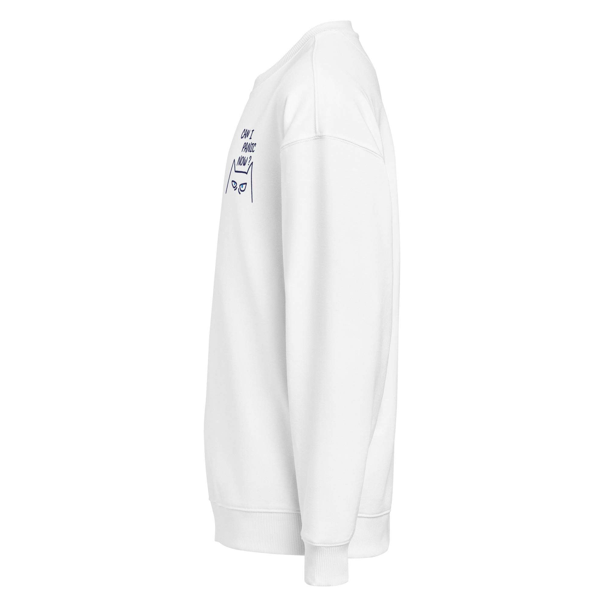 Sweat oversize Brodé Panic Cat Bleu – Image 3